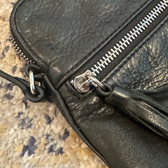 Margot pebbled black leather cross body with leather tassel w/silver hardware - Picture 11 of 14